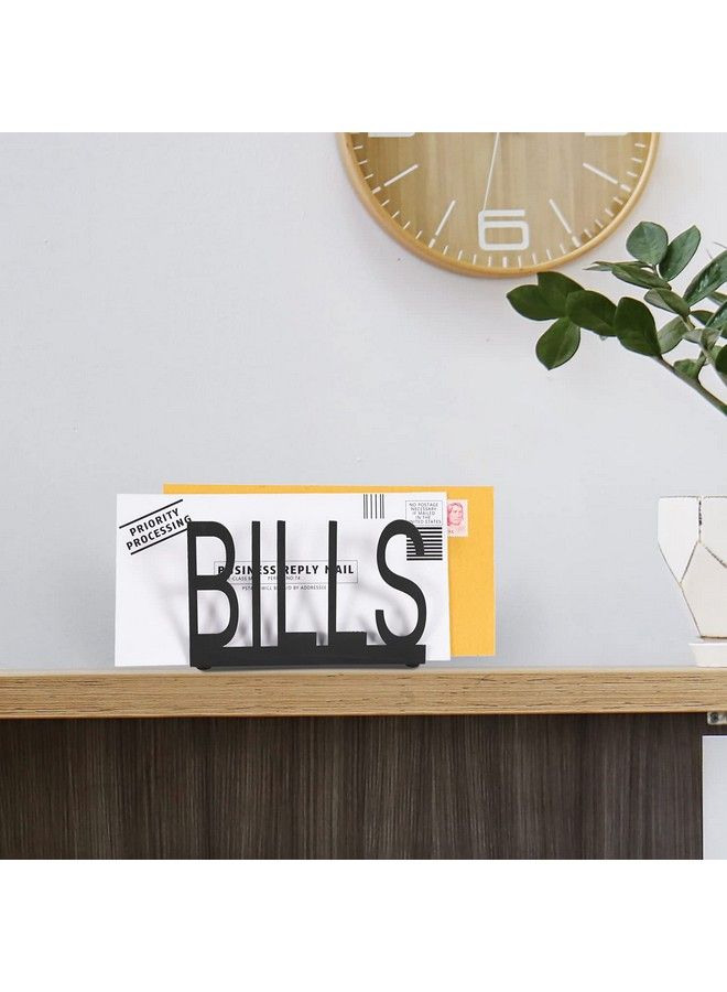 MyGift Black Metal Desktop Mail Sorter Organizer With Bills In Block Cut Out Letter Design - Image 4