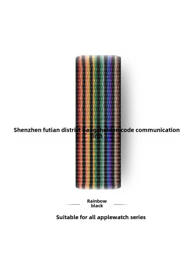 For Apple Watch Applewatch Rainbow Loop Sport Strap Iwatch Nylon Loop Strap-Color:Black Rainbow  - Image 5