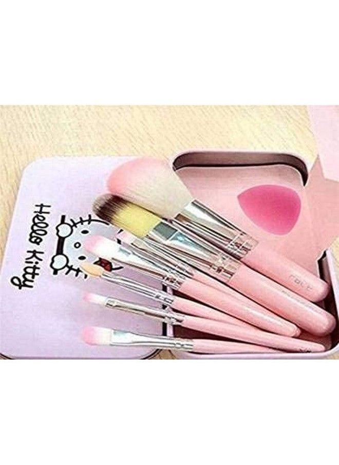 ClubComfort - Kitty Makeup Brush With Pink Makeup Blender (8Pcs) - Image 1