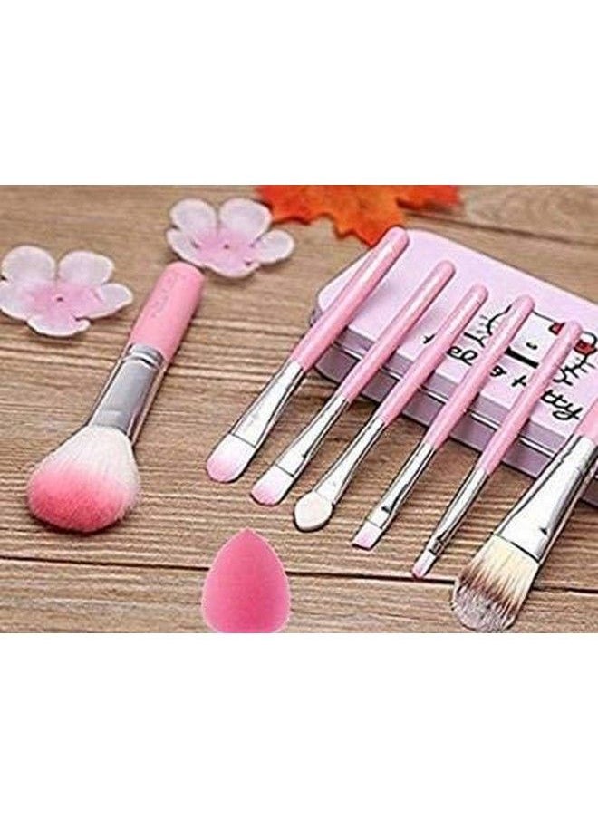 ClubComfort - Kitty Makeup Brush With Pink Makeup Blender (8Pcs) - Image 1