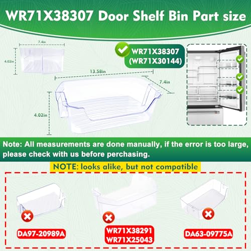 Garsoo WR71X38307, WR71X30144 Door Shelf Bin Compatible with ge refrigerators (some models): GFE26JYMNFFS, GNE27JYMNFFS, GNE27JYMWFFS etc, Door Shelf Replacement: 4975750, AP7186356, EAP16729788, PS16729788 - Image 2