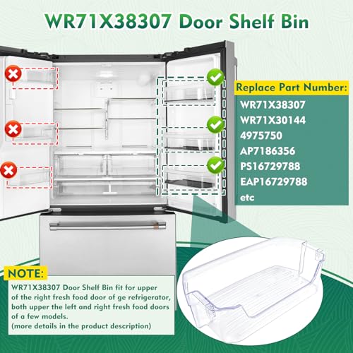 Garsoo WR71X38307, WR71X30144 Door Shelf Bin Compatible with ge refrigerators (some models): GFE26JYMNFFS, GNE27JYMNFFS, GNE27JYMWFFS etc, Door Shelf Replacement: 4975750, AP7186356, EAP16729788, PS16729788 - Image 4