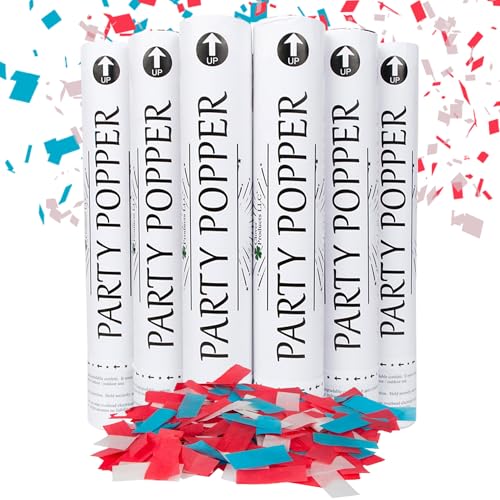 Clover Products LLC Clover Products Confetti Cannons 6-Pack – Biodegradable Red, White & Blue Party Poppers Launch 25 Feet Patriotic Celebration Supplies for 4th of July, Labor day, Parades, and other Events - Image 1