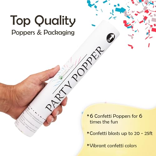 Clover Products LLC Clover Products Confetti Cannons 6-Pack – Biodegradable Red, White & Blue Party Poppers Launch 25 Feet Patriotic Celebration Supplies for 4th of July, Labor day, Parades, and other Events - Image 5