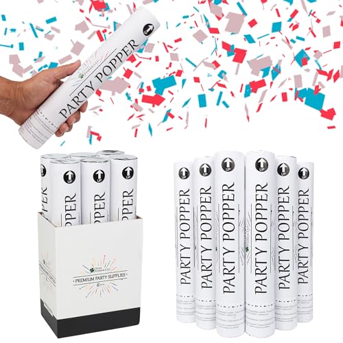 Clover Products LLC Clover Products Confetti Cannons 6-Pack – Biodegradable Red, White & Blue Party Poppers Launch 25 Feet Patriotic Celebration Supplies for 4th of July, Labor day, Parades, and other Events - Image 2