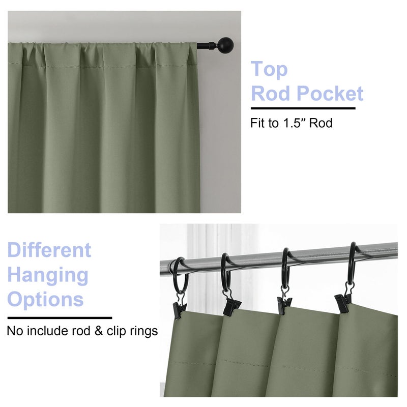 Simplebrand Ava Sage Green Short 36 Inches Blackout Curtain 2 Panels Set, Half Window Rod Pocket Privacy Curtain Tiers for Kitchen, Curtains Blackout for Bathroom Shades, W40 x L36 Inch, Sage Green - Image 4