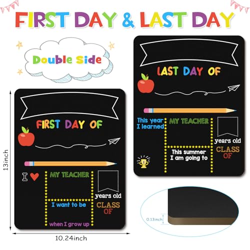 V-Opitos First & Last Day of School Board, 10.3 x 13 Inch Double Sided Back to School Sign for Kids/Girls/Boys, Reusable Wooden 1st Day of Preschool/Kindergarten Chalkboard - Image 2