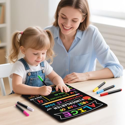 V-Opitos First & Last Day of School Board, 10.3 x 13 Inch Double Sided Back to School Sign for Kids/Girls/Boys, Reusable Wooden 1st Day of Preschool/Kindergarten Chalkboard - Image 5
