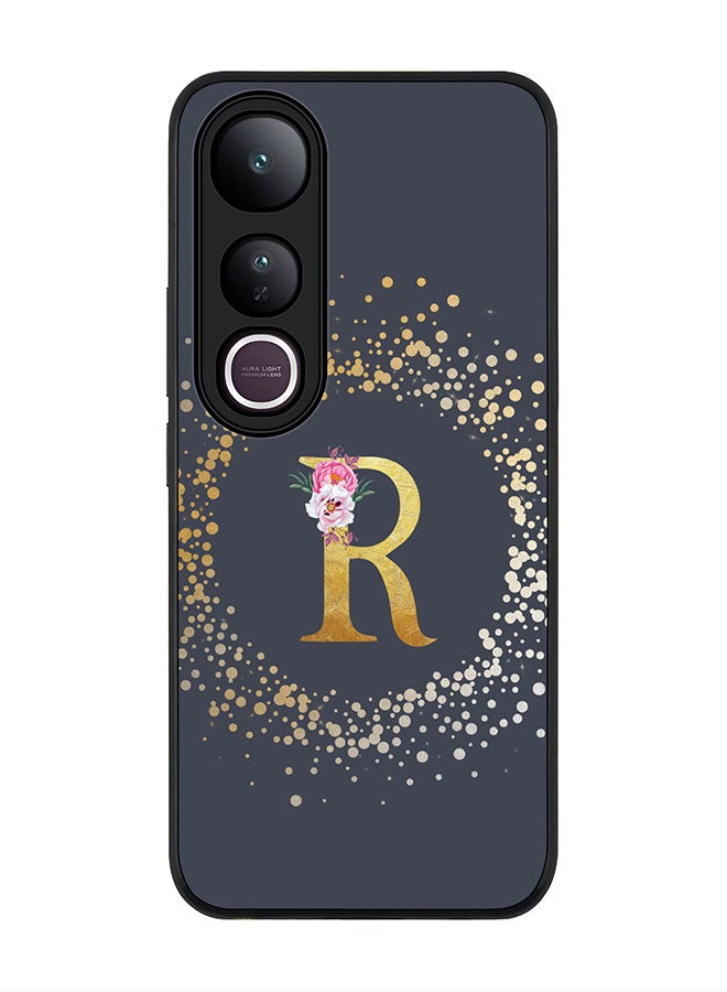Stylizedd For vivo V50 Lite Case,Slim fit Camera Protection, Shockproof Thin Phone cover  - Custom Monogram Floral - R  (Grey )
