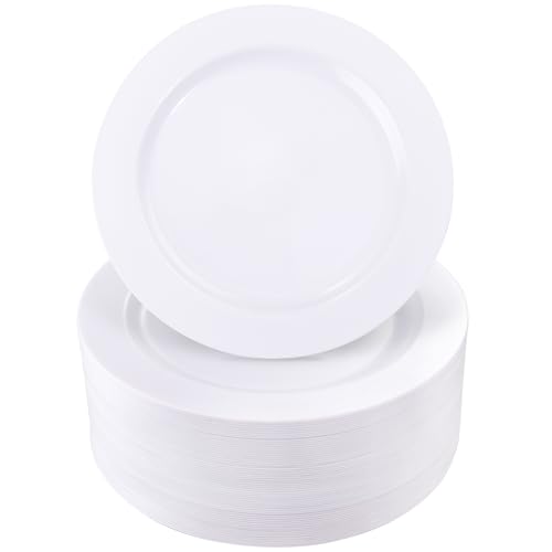 I00000 50 Pcs White Plastic Dessert Plates 75 inch Disposable Salad Plates Premium Appetizer Plates for Party White Plastic Plates for Wedding