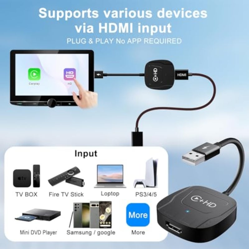 محول CarPlay اللاسلكي للأنظمة السلكية في المصنع، التوصيل والتشغيل بمنفذ HDMI، متوافق مع مركبات CarPlay 2016+ وأجهزة iPhone iOS 10+، يدعم Fire TV - Image 3