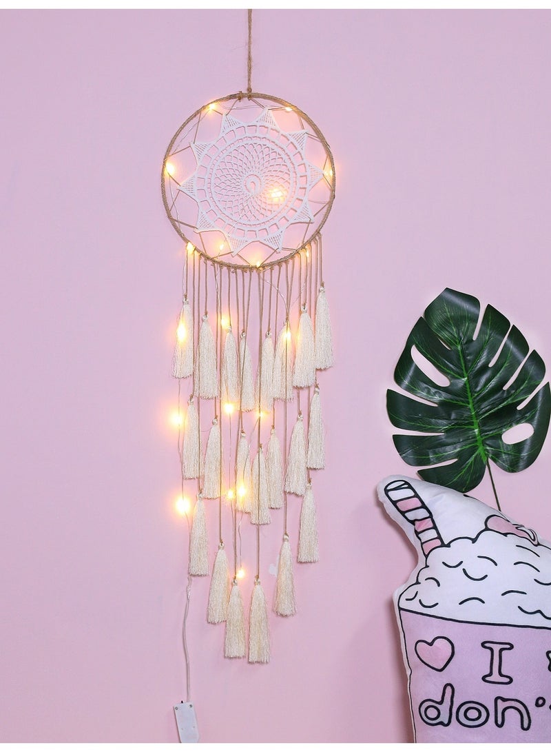Ayana Casa Macramé Dreamcatcher Wall Hanging – Handmade Boho Tassel Woven Ornament with Wood Beads for Bedroom Living Room Home Décor - Image 5