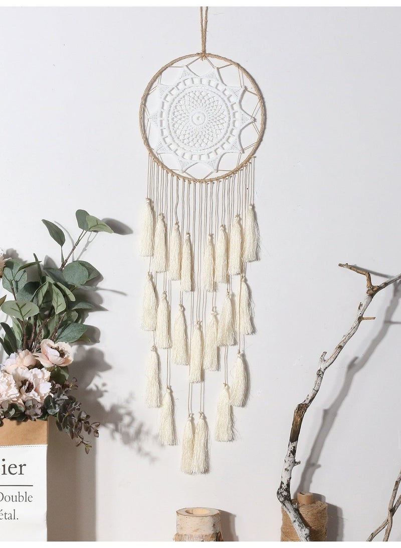 Ayana Casa Macramé Dreamcatcher Wall Hanging – Handmade Boho Tassel Woven Ornament with Wood Beads for Bedroom Living Room Home Décor - Image 4