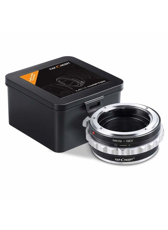 K&F Concept Lens Mount Adapter Compatible with Nikon G AF-S F AIS AI Nikkor F Mount G-Type D/SLR Lens to Sony Alpha E-Mount NEX Camera Compatible with Sony Alpha A7,A6000,A6300,A6500,A5000,A5100 - Image 1