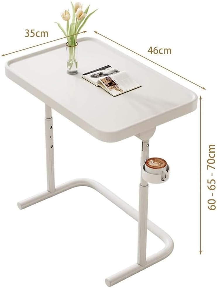 مكتب كمبيوتر محمول، مكتب حضن قابل للطي للسرير، مكتب سرير للكمبيوتر المحمول، طاولة كمبيوتر محمول مغناطيسية، طاولة سرير لأجهزة الكمبيوتر المحمول، طاولة جانبية للأريكة، طاولة جانبية، طاولة سرير للكمبيوتر المحمول للعمل وتناول الطعام (أبيض) - Image 4