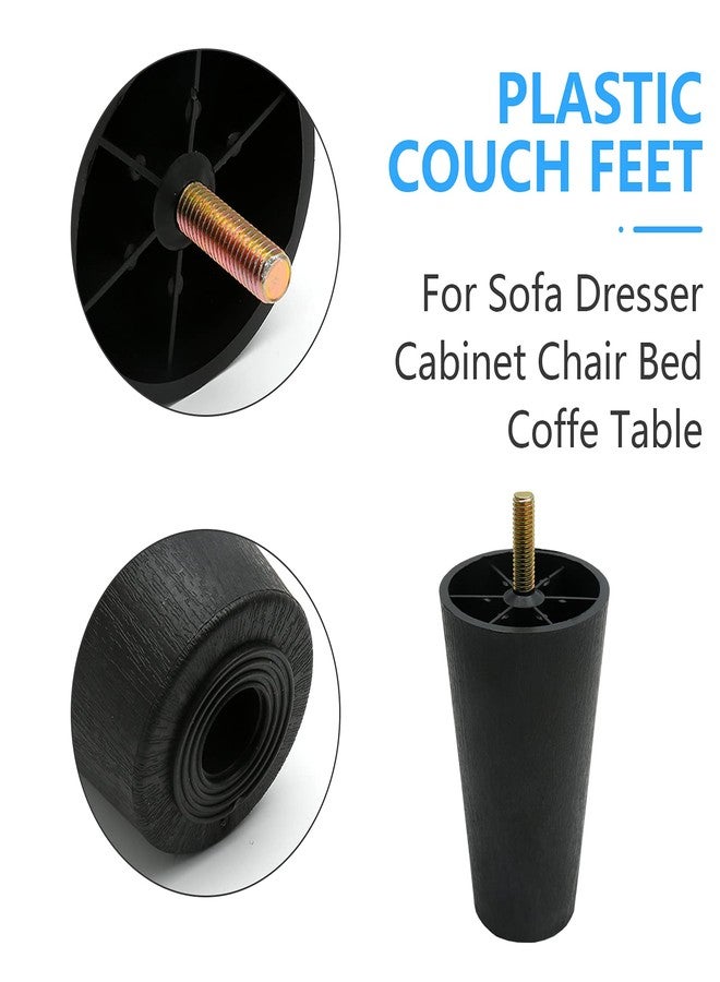 Murtenze 4Pcs 4 inch Sofa Legs, Round Tapered Plastic Couch Legs Replacement Furniture Legs with M8 Hanger Bolts for Chair Sofa Dresser Cabinet Loveseats Ottoman Bed - Image 3