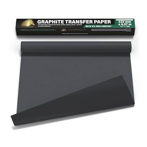 MyArtscape Graphite Transfer Paper Roll Black Waxed Carbon Paper 17 x 15ft Transfer Paper Roll Graphite Paper - Image 1
