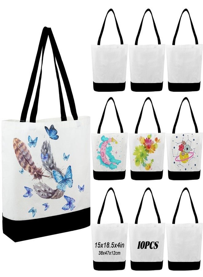 Retainbre 10 Pcs Sublimation Tote Bags Blanks Canvas Tote Bags Bulk Plain Tote Bag to Decorate DIY Craft Paint - Image 1
