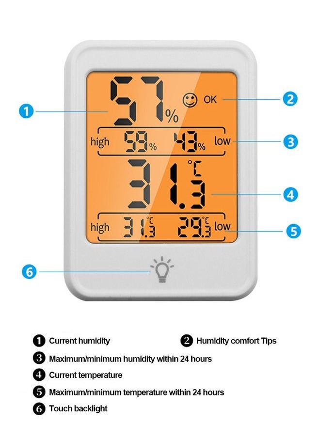 ULHYC - LCD Digital With Backlight Indoor Room Temperature Hygrometer Sensor Meter Weather Station Black - Image 1