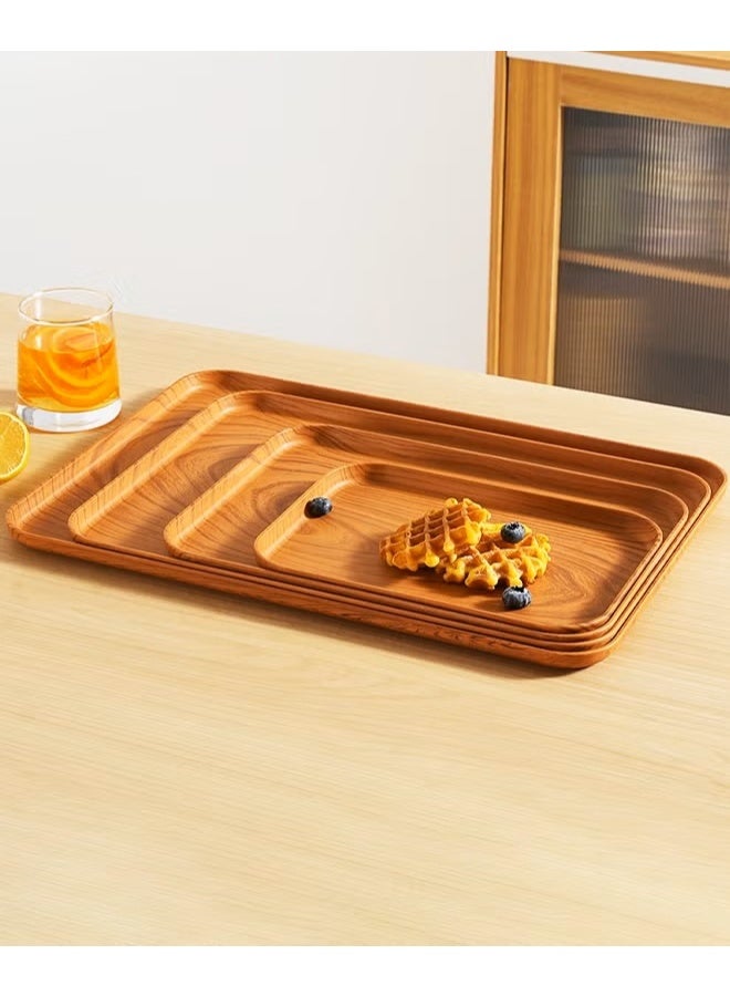 EETU 4 Pack Serving Trays,Food Tray Platters,Imitation Oak Grain Kitchen Food Lightweight Tray for Dinners Party,Tea Bar,Table Breakfast Snack - Image 1