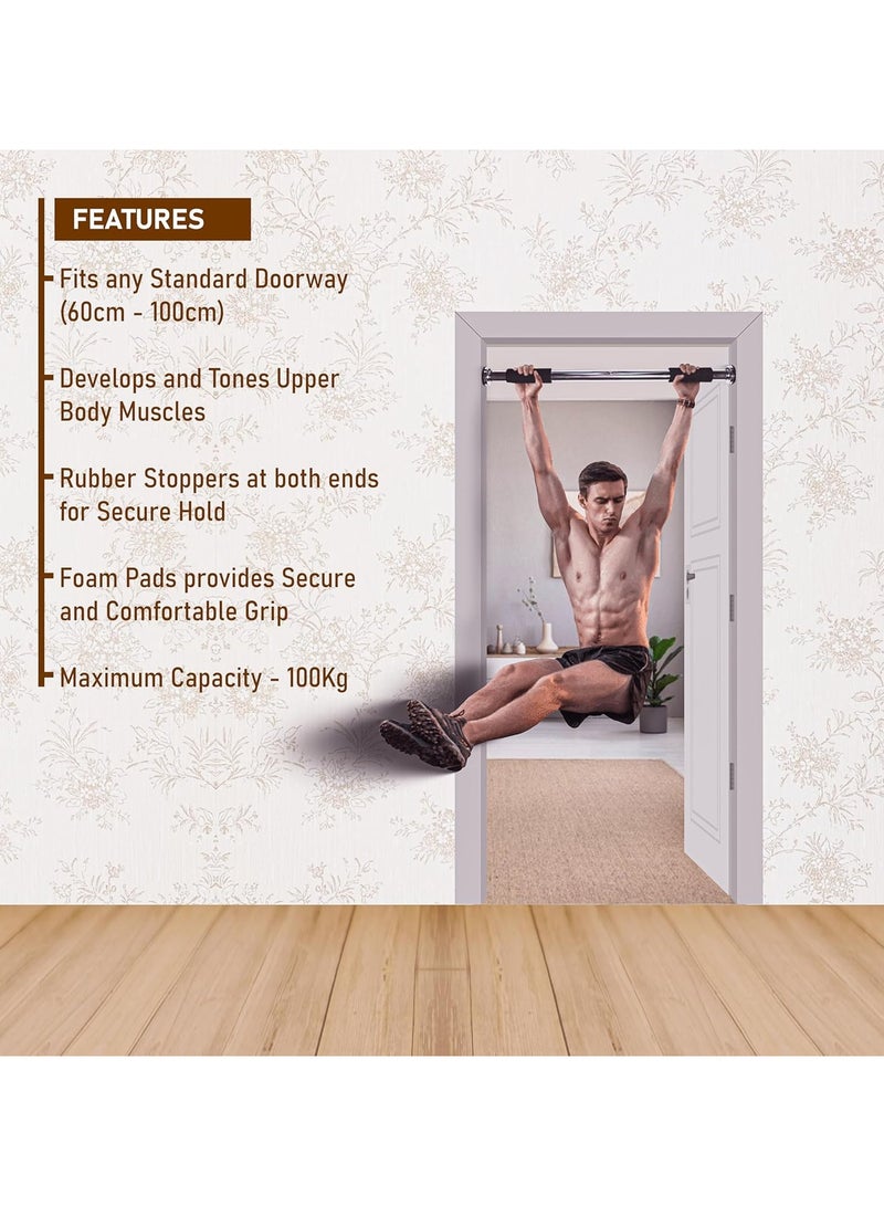 ENDLESS  Stainless Steel Adjustable Pull Up Bar for Home Doorway | For Strengthening Exercises at Home or Gym with Anti-Skid Cushion Grip | Exercise & Fitness  | Unisex - Image 2