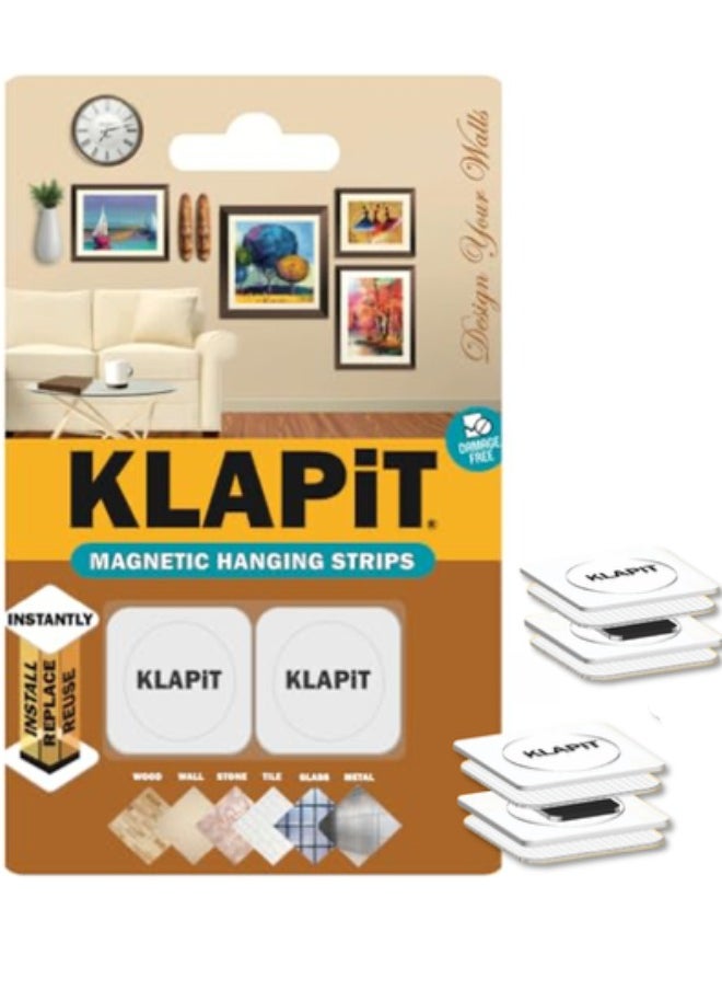 KLAPiT KLAPiT Magnetic Hanging Strips: Premium Alternative to Mounting Tapes & Double-Sided Tapes - Heavy Duty, Drill-Free & Damage-Free Hanging, White  - Image 1