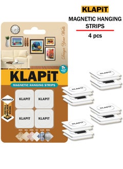 KLAPiT KLAPiT Magnetic Hanging Strips: Premium Alternative to Mounting Tapes & Double-Sided Tapes - Heavy Duty, Drill-Free & Damage-Free Hanging, White  - Image 2