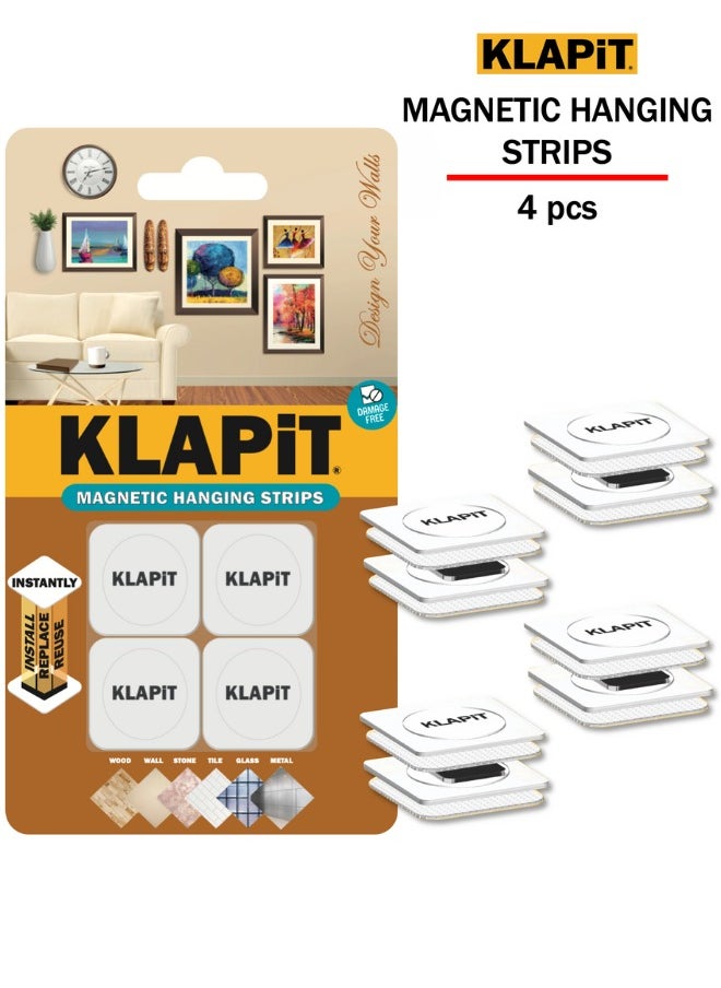 KLAPiT KLAPiT Magnetic Hanging Strips: Premium Alternative to Mounting Tapes & Double-Sided Tapes - Heavy Duty, Drill-Free & Damage-Free Hanging, White  - Image 2