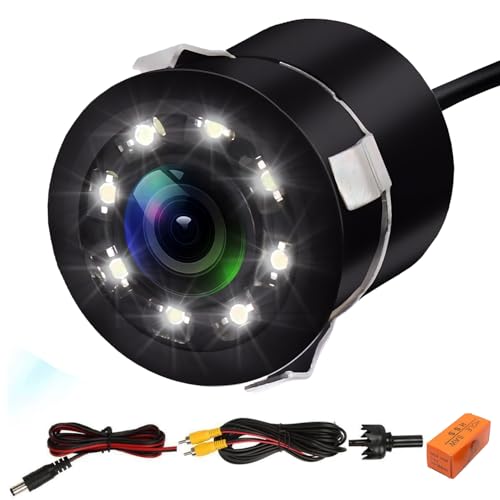 Wagzo Night Vision 8 LED Waterproof Car Reverse Camera,170° Wide Angle|IP68 Waterproof |Night-Vision Compatible with Car Android Monitors, Reverse Parking Camera Night Vision Universal for All Cars - Image 1