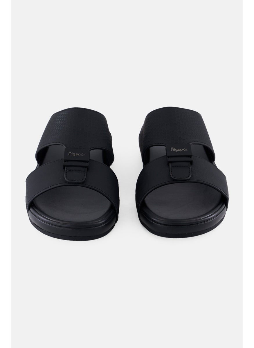 Algspar Men 2 Strap Slip On Arabic Sandals, Black  - Image 4
