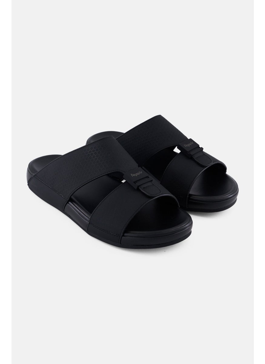 Algspar Men 2 Strap Slip On Arabic Sandals, Black  - Image 1