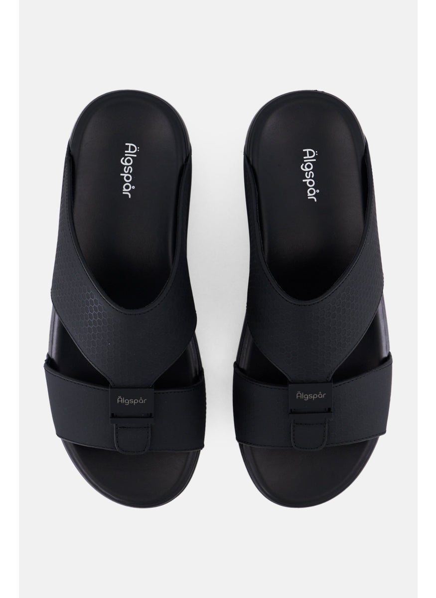 Algspar Men 2 Strap Slip On Arabic Sandals, Black  - Image 3