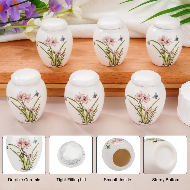 SOITIS Small Urns for Human Ashes Set of 6 Ceramic Mini Urn for Human Ashes Daffodil Butterfly Urn Decorative Urns Memorial Keepsake Urn Cremation Funeral Holder - Image 3