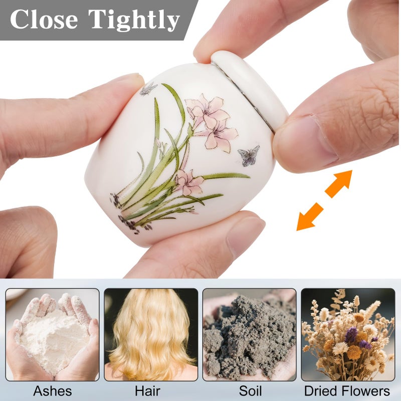 SOITIS Small Urns for Human Ashes Set of 6 Ceramic Mini Urn for Human Ashes Daffodil Butterfly Urn Decorative Urns Memorial Keepsake Urn Cremation Funeral Holder - Image 5