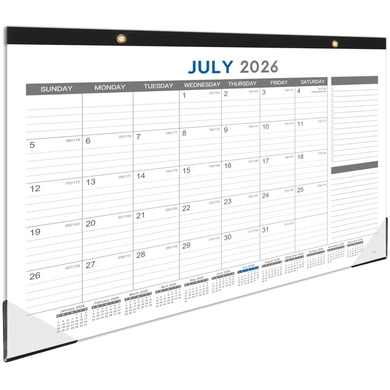 Tersus 2026-2027 Desk Calendar - July 2026 - Dec 2027, 18 Months Calendar Pad with Black Corner Protectors, 17" x 12", Large Ruled Blocks, Large Office Desk Top Calendar - Image 1