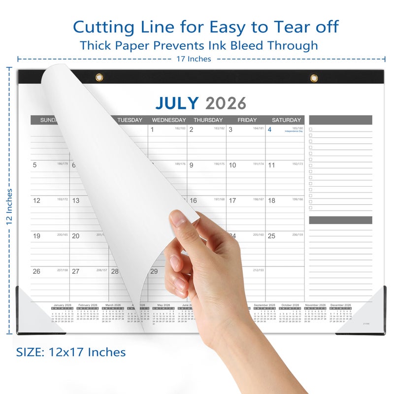 Tersus 2026-2027 Desk Calendar - July 2026 - Dec 2027, 18 Months Calendar Pad with Black Corner Protectors, 17" x 12", Large Ruled Blocks, Large Office Desk Top Calendar - Image 3