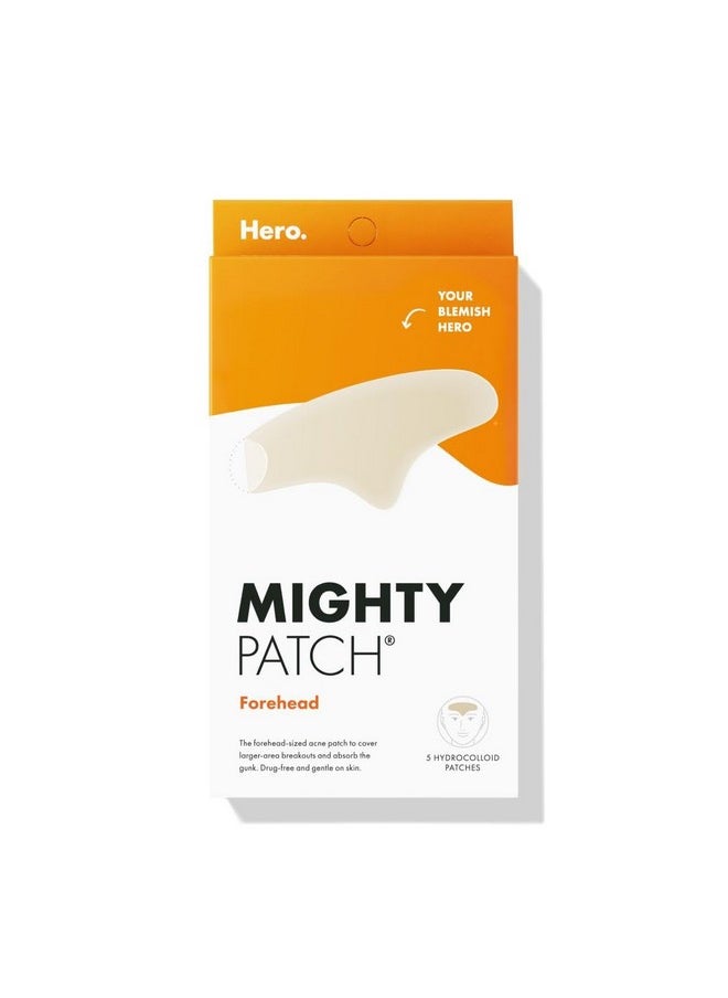 Hero Cosmetics Mighty Patch™ Forehead Patch - Hydrocolloid Acne Pimple Patch, Contoured To Cover Larger Area Of Zits And Blemishes - Drug-Free And Suitable For Sensitive Skin (5 Count)  - Image 1