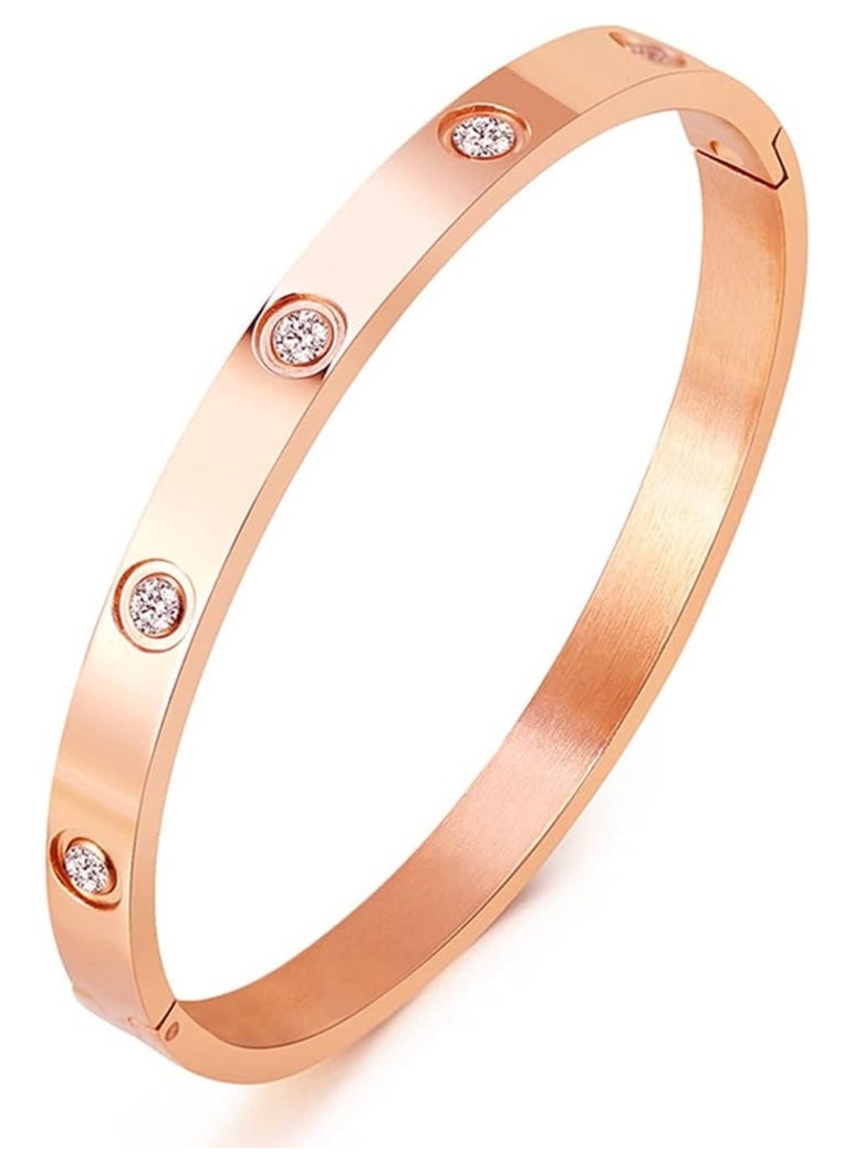 MMG Love Bracelet Bangle for Women Gilrs with Cubic Zirconia Stones Stainless Steel Hinged Jewelry with Crystal Oval Bracelet Best Gifts for Love with Valentine's Day Birthday  - Image 1