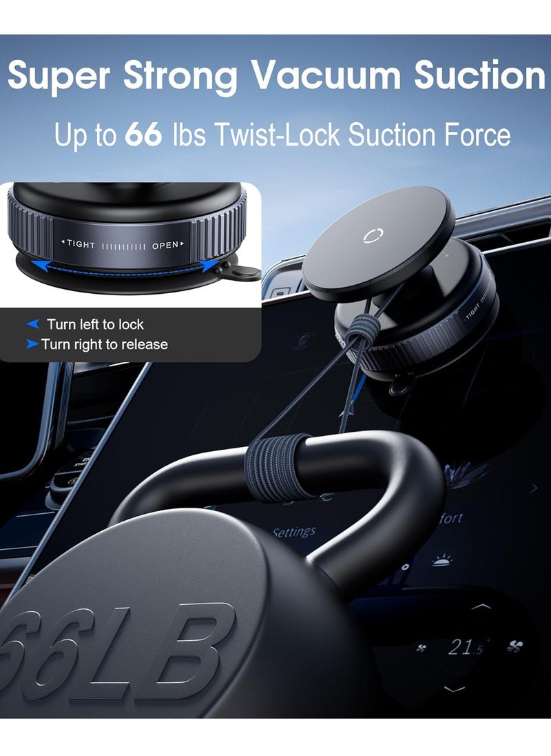 DIGI CORE Magnetic Car Phone Holder Ultra Vacuum Suction Cup Phone Mount Magnetic Car Mount Cell Phone Holder For Your Car Accessories For iPhones & Android Devices Smart Mobile Phone Holder K009 Vacuum Suction Magnetic Bracket Black  - Image 2