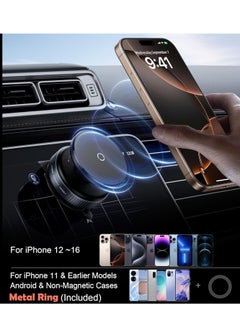 DIGI CORE Magnetic Car Phone Holder Ultra Vacuum Suction Cup Phone Mount Magnetic Car Mount Cell Phone Holder For Your Car Accessories For iPhones & Android Devices Smart Mobile Phone Holder K009 Vacuum Suction Magnetic Bracket Black  - Image 5