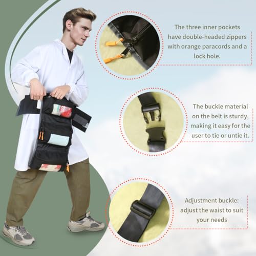 Ehucon Empty First Aid Waist Bag Molle Medical Pouch with Belt EMS Fanny Pack with Threepiece SystemIFAK Medical Bag for CampingHiking or Traveling Black - Image 3