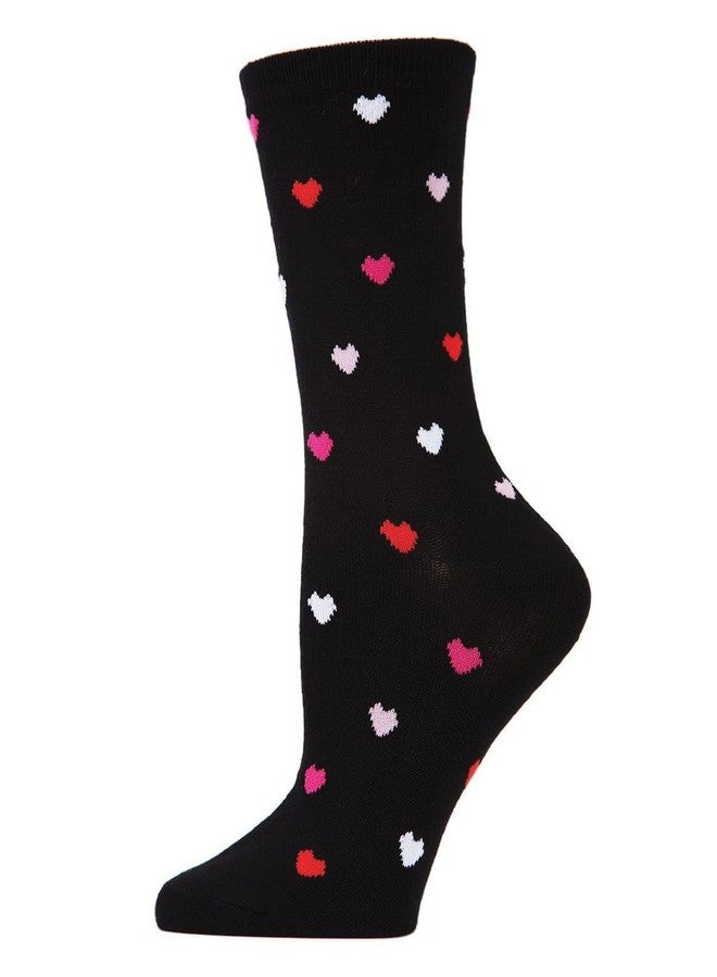 MeMoi Delicate Hearts Crew Socks for Women, Ultra Soft Blend Womens Crew Socks, Versatile Fit - One Size, Black, One Size - Image 1