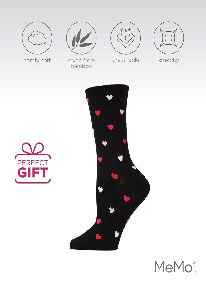 MeMoi Delicate Hearts Crew Socks for Women, Ultra Soft Blend Womens Crew Socks, Versatile Fit - One Size, Black, One Size - Image 5