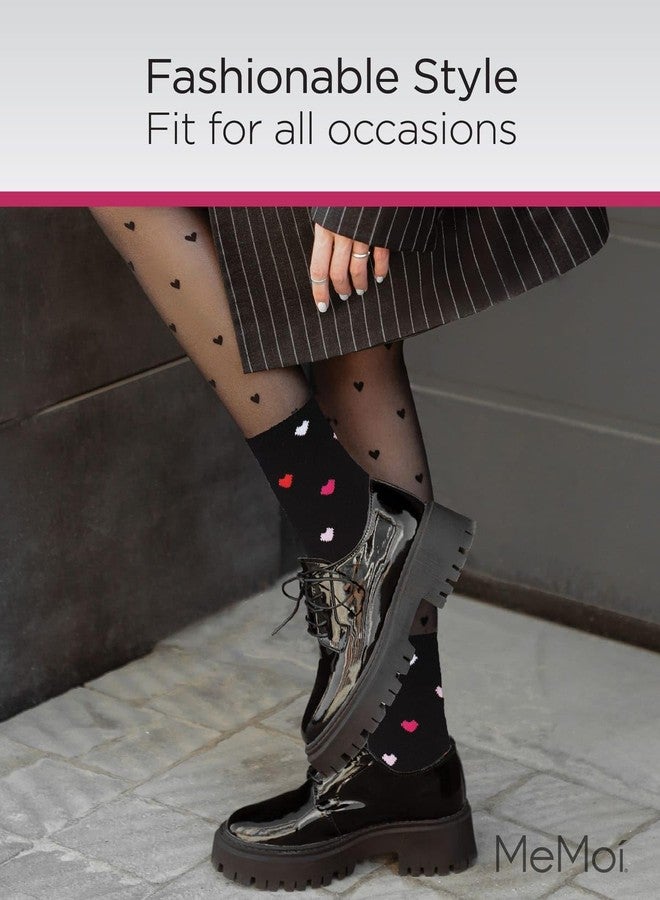MeMoi Delicate Hearts Crew Socks for Women, Ultra Soft Blend Womens Crew Socks, Versatile Fit - One Size, Black, One Size - Image 4