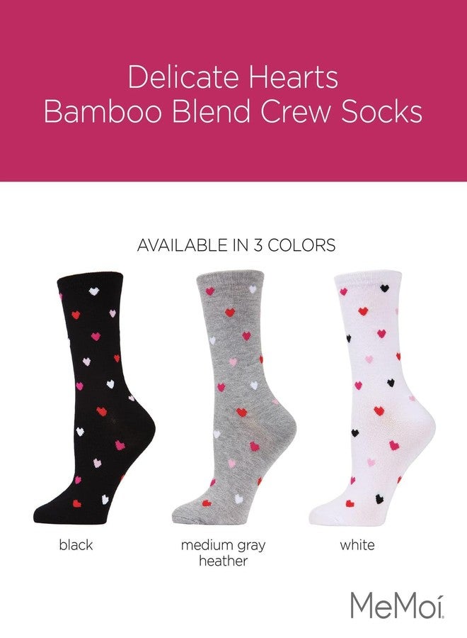 MeMoi Delicate Hearts Crew Socks for Women, Ultra Soft Blend Womens Crew Socks, Versatile Fit - One Size, Black, One Size - Image 2