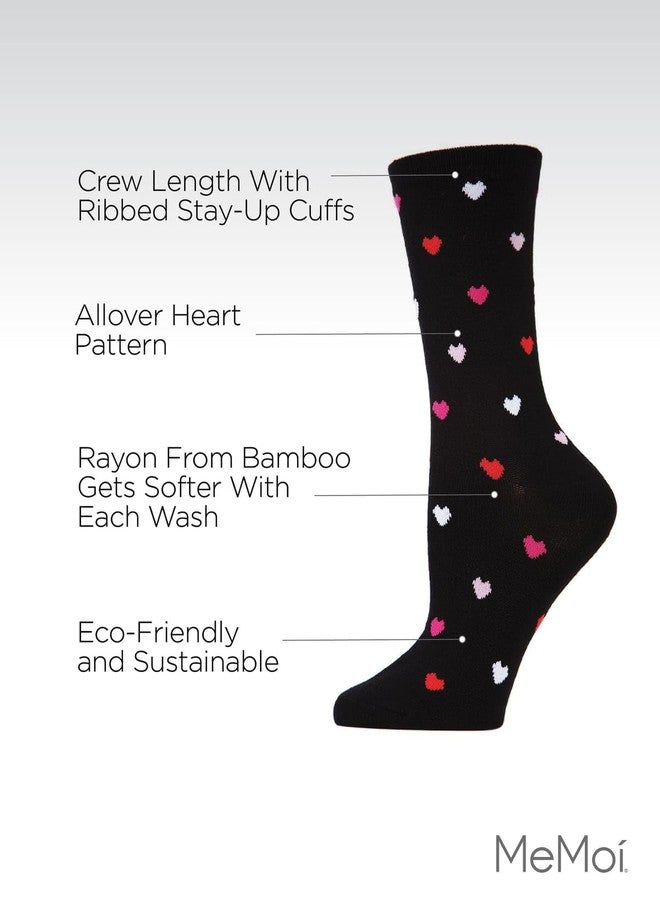 MeMoi Delicate Hearts Crew Socks for Women, Ultra Soft Blend Womens Crew Socks, Versatile Fit - One Size, Black, One Size - Image 3