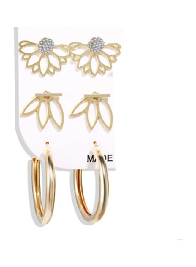 NIBEMINENT Pair Of 6 Ear Studs And Hoop Earrings Set  - Image 3