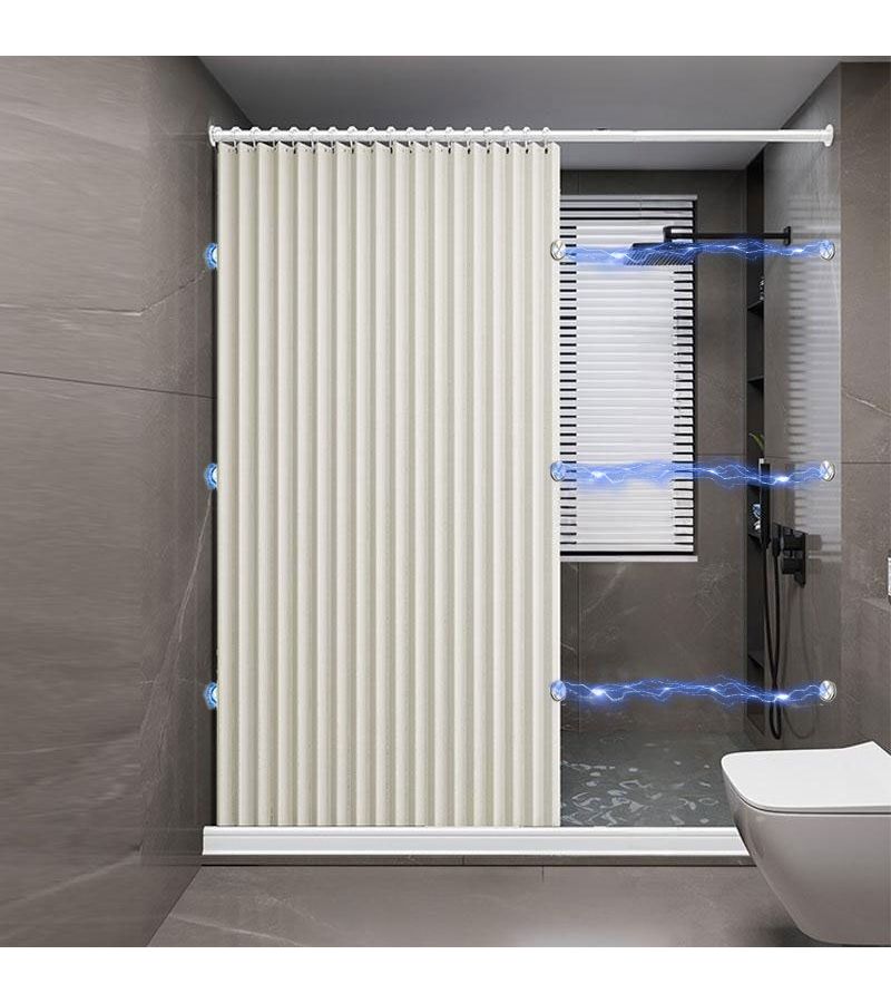 سلك فاصل للحمام من قماش أسود مقاوم للحرارة مع خطافات، مقاس 70.87 × 70.87 بوصة - Image 4