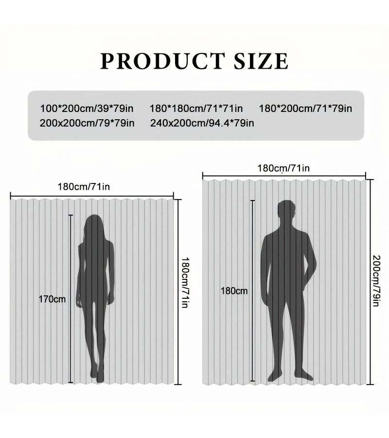 سلك فاصل للحمام من قماش أسود مقاوم للحرارة مع خطافات، مقاس 70.87 × 70.87 بوصة - Image 5