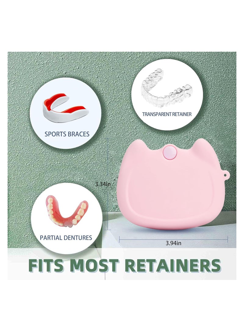 KASTWAVE Retainer Box,Silicone Teeth Retainer Box with Breathing hole Portable orthodontic Box, for Travel Partial Denture Night Mouth Guard Aligner Case (Pink) - Image 2